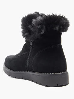 Black Suede Ankle Boot with Faux Fur Lining