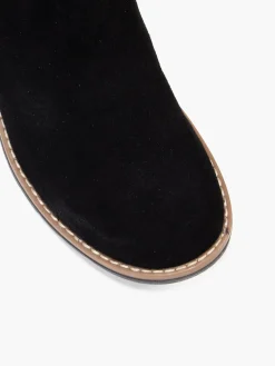 Black Suede Zip Detail Ankle Boot