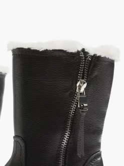 Black Tall Fur Lined Zipped Boot