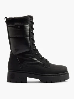 Black Tall Quilted Lace Up Ankle Boot