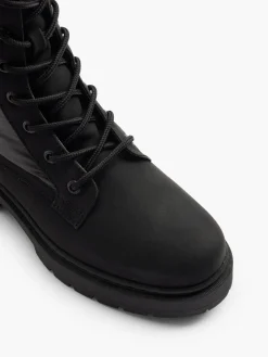 Black Tall Quilted Lace Up Ankle Boot