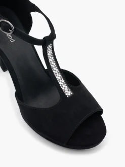 Black T-Bar Platform Peep Toe High Heel