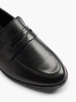 Black Tumbled Leather Loafer