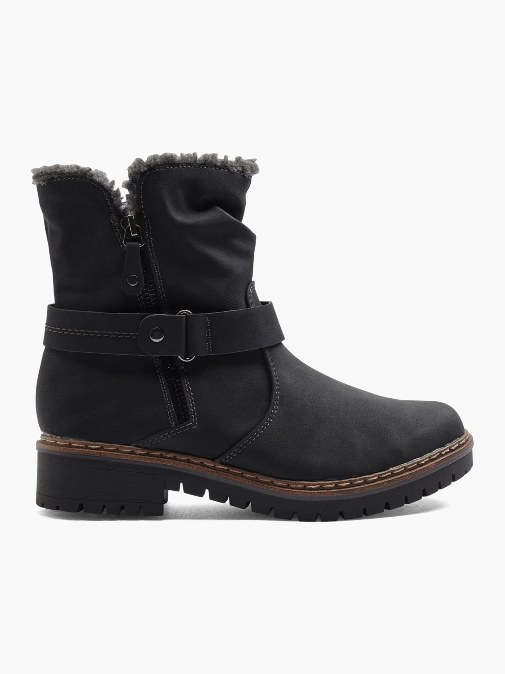 Black Warm Lined Comfort Boots