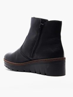 Black Wedge Side Zip Ankle Boot