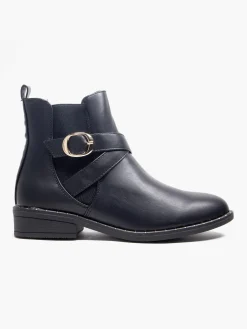 Black Wide Fit Chelsea Boot with Buckle and Stud Details