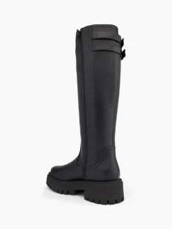 Black Wide Fit Chunky Sole Long Leg Boot