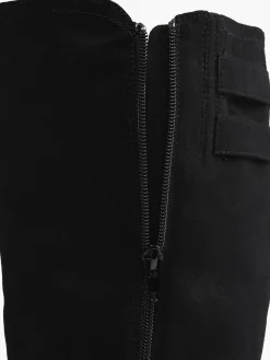 Black Wide Fit Long Leg Boot with Buckle Details