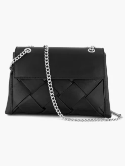 Black Woven Textured Shoulder Bag