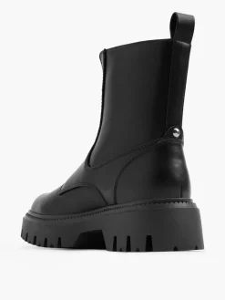 Black Zip Up Front Ankle Boot