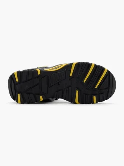Black/Grey/Yellow Twin Strap Sandals