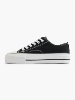 Black/White Canvas Lace Up Trainers