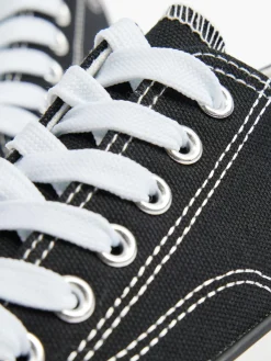 Black/White Canvas Lace Up Trainers