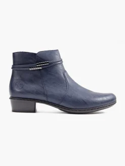 Blue Ankle Boot With Metal Trim Detail