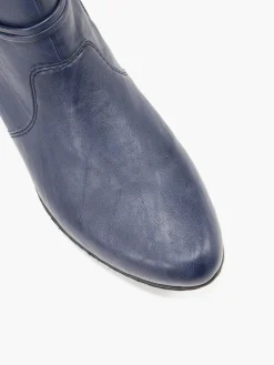 Blue Ankle Boot With Metal Trim Detail