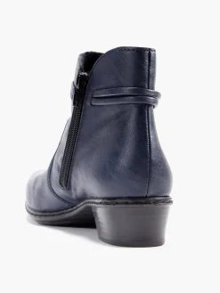 Blue Ankle Boot With Metal Trim Detail