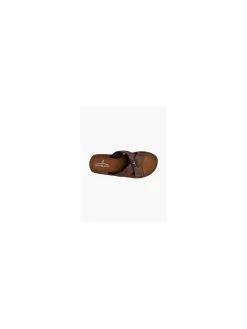 Blue Fin Mens Brown Cross Strap Slide