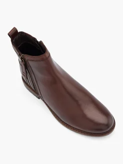 Brown Ankle Boot with Zipper Details