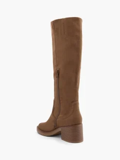Brown Block Heeled Imi Suede Long Leg Boot