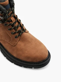 Brown Casual Lace Up Boots