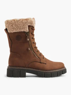 Brown Lace Up Boot with Faux Fur Lining