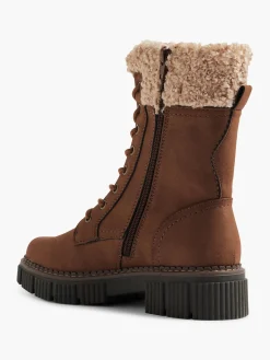 Brown Lace Up Boot with Faux Fur Lining