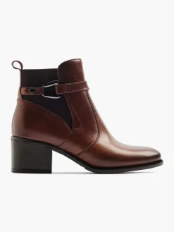 Brown Leather Ankle Boot with Strap