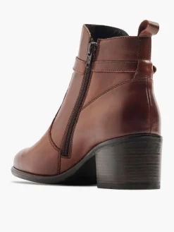 Brown Leather Ankle Boot with Strap