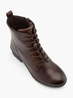 Brown Leather Classic Lace Up Biker Boot