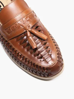 Brown Leather Interweave Loafer