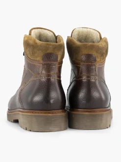 Brown Leather Lace-Up Boots