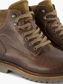 Brown Leather Lace-Up Boots