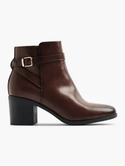 Brown Panelled Ankle Boot with Ankle Strap Detail