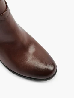 Brown Panelled Ankle Boot with Ankle Strap Detail