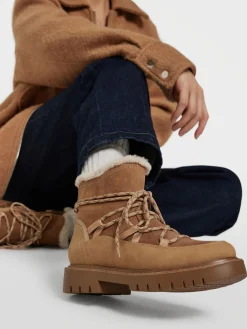 Brown Panelled Lace Up Hiker Boot