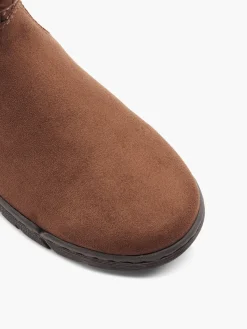 Brown Ruched Ankle Boot