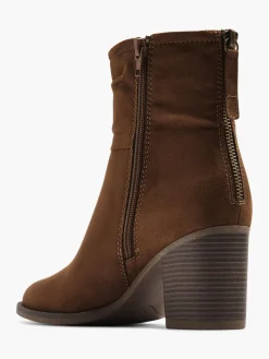 Brown Ruched Ankle Boot