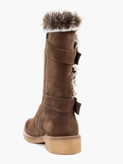 Brown Suede Fur Detail Boot