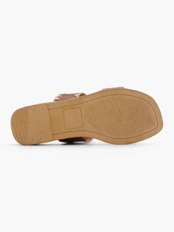 Brown Whipstitch Detail Flat Slip On Sandal