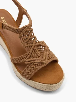 Brown Woven Strap Wedge Heels