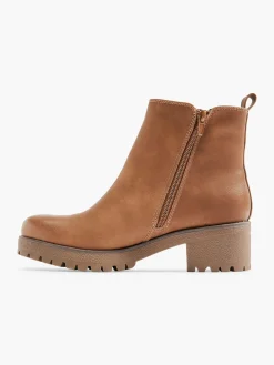 Brown Zip Chunky Ankle Boot