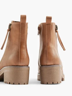 Brown Zip Chunky Ankle Boot