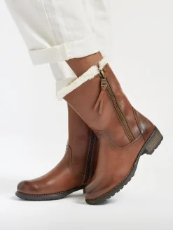 Brown Zip Fur Lined Boot