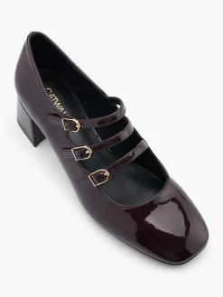 Burgandy Patent Mary Jane Triple Strap Heel