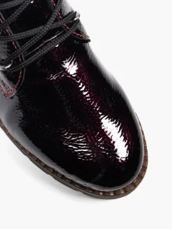 Burgundy Low Wedge Lace Up Boot