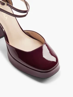 Burgundy Platform Heel with Ankle Strap