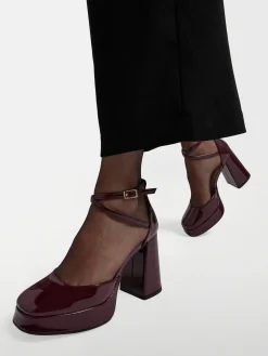 Burgundy Platform Heel with Ankle Strap