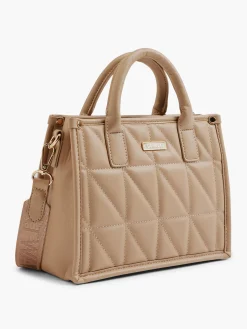 Camel Quilted Tote Bag with Adjustable Shoulder Strap
