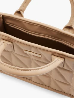 Camel Quilted Tote Bag with Adjustable Shoulder Strap