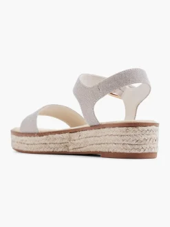 Champagne Glittery Platform Sandal with Ankle Strap